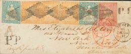 Switzerland. COVERYv 27a(2), 28b, 29a(3). 1857. 10 R Blue (red Thread), Two Stamps, 15 R Pink (green Thread) And 20 R Or - Otros & Sin Clasificación