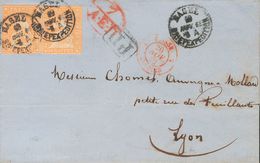 Switzerland. COVERYv 29(2). 1862. 20 R Orange, Two Stamps. BASEL To LYON (FRANCE). Postmark BASEL / BRIEFEXPEDITION. VER - Otros & Sin Clasificación