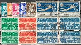 Switzerland. ºYv 254/59(4), Aéreo 16/18. 1932. Complete Set, Including Airmail, In Blocks Of Four. First Day Special Pos - Other & Unclassified