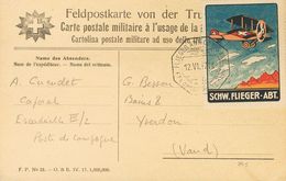 Switzerland, Airmail. COVERYv . 1917. No Value, Multicolored SCHW. FLIEGER-ABT. Campaign Postcard Addressed To YVERDON.  - Otros & Sin Clasificación