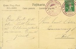 Switzerland, Airmail. COVERYv 130. 1913. 5 Cts Green. Postal Card (Oskar Bider) Addressed To BIEL. Postmark SCHWEIZERISC - Otros & Sin Clasificación