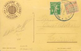 Switzerland, Airmail. COVERYv 130. 1913. 5 Cts Green And Vignette 25 Cts Red And Green LUGANO 1913 / PRO AVIAZIONE NATIO - Otros & Sin Clasificación