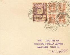 Switzerland, Airmail. COVERYv 114(4). 1913. 3 Cts Brown, Block Of Four And Vignette 50 Cts Violet SCHWEIZERISCHE NATIONA - Sonstige & Ohne Zuordnung