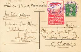 Switzerland, Airmail. COVERYv 130. 1913. 5 Cts Green And Vignette 50 Cts JOURNEE VALAISANNE D'AVIATION. Postcard From SI - Other & Unclassified