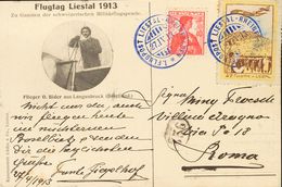 Switzerland, Airmail. COVERYv 131. 1913. 10 Cts Red And Vignette Without Value Chestnut And Yellow   FLUGTAG IN LIESTAL. - Andere & Zonder Classificatie