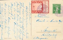 Switzerland, Airmail. COVERYv 130. 1913. 5 Cts Green And Vignette 50 Cts Carmine SCHWEIZERISCHE NATIONALE FLUGSPENDE. Po - Autres & Non Classés