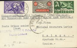 Switzerland. COVERYv 4, 5, 7, 9. 1930. 20 Cts Green, 25 Cts Blue, 40 Cts Violet And 50 Cts Black And Red Cts. Postcard B - Otros & Sin Clasificación