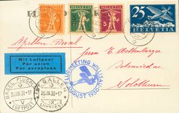 Switzerland, Airmail. COVERYv 5. 1930. 25 Blue Cts And Different Values. Postcard From ETTISWILL To SOLOTHURN. On The Fr - Otros & Sin Clasificación