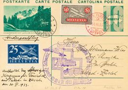 Switzerland, Airmail. COVERYv 5, 9. 1933. 10 Cts Green On Postal Stationery Card From BERNA To ZURICH, With Complementar - Sonstige & Ohne Zuordnung