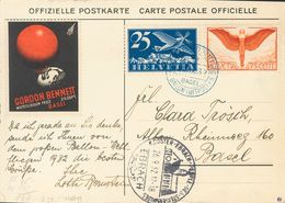 Switzerland, Airmail. COVERYv 5, 11. 1932. 25 Cts Blue, 75 Cts Brown Red And Violet And Vignette Gordon Bennett. Illustr - Other & Unclassified