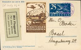 Switzerland, Airmail. COVERYv . 1924. Three Postcards (one Postal Stationery Card Of 10 Cts Green) With Different Rates  - Altri & Non Classificati