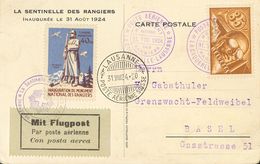 Switzerland, Airmail. COVERYv . 1924. Two Postcards With Different Frankings And Vignette Of 40 Cts  INAUGURATION DU MON - Autres & Non Classés