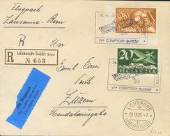 Switzerland, Airmail. COVERYv . 1926. Two Registered Letters With Different Values From LAUSANNE To LUCERNA And BANGKOK  - Other & Unclassified