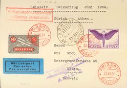 Switzerland, Airmail. COVERYv 9, 12. 1934. 1 F Violet And 50 Cts Black And Red. ZURICH To OLTEN, Transported In The 1st  - Autres & Non Classés