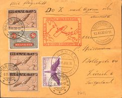 Switzerland. COVERYv 9, 12. 1930. 50 Cts Black And Red, 1 F Violet And 2 F Brown, Three Stamps. ROMANSHORN To ZURICH. On - Otros & Sin Clasificación