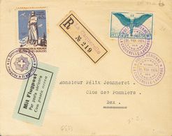 Switzerland. COVERYv 10(2). 1924. Two Cards Franked With 65 Blue Cts And Vignette Of 40 Cts INAUGURATION DU MONUMENT NAT - Autres & Non Classés