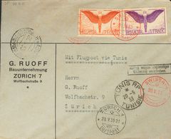 Switzerland, Airmail. COVERYv 11, 12. 1933. 75 Cts Brown Orange And 1 F Violet. Round-trip Airmail  ZURICH. Postmark SWI - Autres & Non Classés