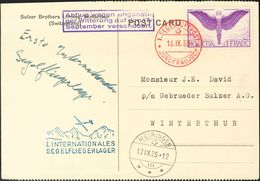 Switzerland, Airmail. COVERYv 12. 1935. 1 F Violet. Postcard Addressed To WINTERTHUR. Postmark I.SEGELLUFTPOST / JUNFRAU - Sonstige & Ohne Zuordnung