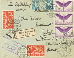 Switzerland. COVERYv 12(3), 3(2). 1930. 1 F Violet, Three Stamps And 15 Cts Chestnut, Olive And Carmine, Two Stamps. Reg - Otros & Sin Clasificación