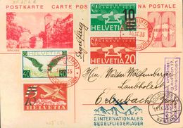 Switzerland, Airmail. COVERYv 14, 17, 19/20. 1935. 20 Cts Carmine On Postal Stationery Card Addressed To ERLENBACH, With - Other & Unclassified