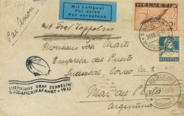 Switzerland, Airmail. COVERYv 15. 1933. 2 F Brown And 30 Cts Blue. Graf Zeppelin From SOLOTHURN To MAR DEL PLATA (ARGENT - Autres & Non Classés