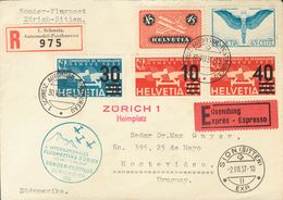 Switzerland, Airmail. COVERYv 21/23, 8, 10. 1937. Different Values. Registered From ZURICH To MONTEVIDEO (URUGUAY). On T - Autres & Non Classés