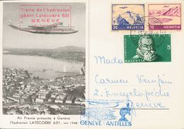 Switzerland, Airmail. COVERYv 27, 31. 1948. 30 Cts Ultramarine, 70 Cts Pink Lilac And 5 Cts Green. Postcard Of The Latec - Other & Unclassified