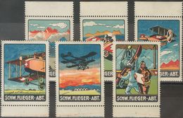 Switzerland, Airmail. Yv . (1917ca). Complete Set Of Vignettes (six Values) SCHW. FLIEGER-ABT., With Motives Of Aviation - Otros & Sin Clasificación