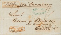 Brazil. COVER. 1856. RIO GRANDE DO SUL To CADIZ, Addressed Via The Canary Islands And England. Marks Nº / DETAINED FOR P - Sonstige & Ohne Zuordnung