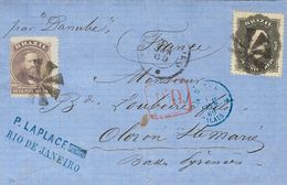 Brazil. COVERYv 26, 28. 1869. 80 Reis Purple Black And 200 Reis Black. RIO DE JANEIRO To OLORON-SAINTE-MARIE (FRANCE). F - Sonstige & Ohne Zuordnung