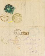 Brazil. COVERYv 27B. 1874. 100 Reis Green On Blued Paper (franked On Reverse). PERNAMBUCO To OPORTO (PORTUGAL). Fancy Ei - Otros & Sin Clasificación