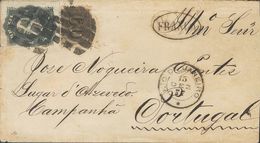 Brazil. COVERYv 35, 14B. 1877. 200 Reis Black And 60 Reis Black From 1866. RIO DE JANEIRO To PORTO (PORTUGAL). Fancy Seg - Autres & Non Classés