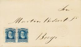 Brazil. COVERYv 39(2). 1883. 50 Reis Blue, Pair. PELOTAS A BAGE (RIO GRANDE DO SUL). VERY FINE. (Scott 70) -- Brasil. SO - Altri & Non Classificati