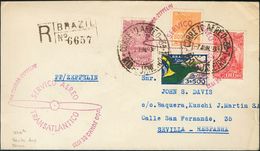 Brazil, Airmail. COVERYv 18, 20, 31. 1933. 200 Reis Carmine, 500 Reis Purple And 3500 Reis. Graf Zeppelin From RIO DE JA - Andere & Zonder Classificatie