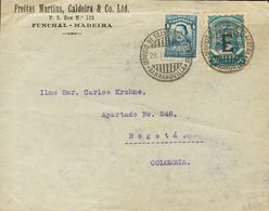 Colombia, Airmail. COVERYv 47. 1930. 30 Ctvos Blue And 4 Ctvos Blue. FUNCHAL (PORTUGAL) To BOGOTA (COLOMBIA). Postmark S - Colombie