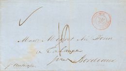 Cuba, French Post Office. COVER. 1850. SANTIAGO DE CUBA To TALENCE (FRANCE). Postmark OUTRE-MER / PAUILLAC, Name Of The  - Otros & Sin Clasificación