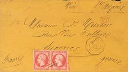 Cuba, French Post Office. COVERYv Francia 24(2). 1867. 80 Cts Pink Of France, Couple. HAVANA To AUXERRE (FRANCE). On The - Autres & Non Classés