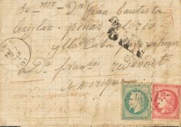 Cuba. COVERYv 29B, 49. 1871. 20 Cts Blue (Lauré) And 80 Cts Pink (Bordeaux). TRUN To HAVANA. Postmark LOZENGE OF LARGE N - Altri & Non Classificati