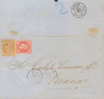 Cuba, French Post Office. COVER32, 38. 1872. 80 Cts Carmine Pink And 40 Cts Orange FRANCE. HAVANA To VERACRUZ. ANCLA Pos - Other & Unclassified