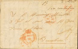 Puerto Rico, Bristish Post Office. COVER. 1861. SAN JUAN To BARCELONA. Postmark PAID AT SAN JUAN-PORTO RICO In Red From  - Sonstige & Ohne Zuordnung