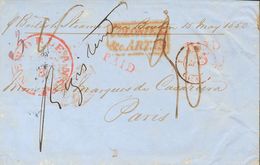 United States, Prephilately. COVER. 1850. NEW ORLEANS To PARIS. Red Datestamp NEW ORLEANS / LA And Postmark COLONIES / A - Other & Unclassified