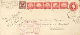 United States. COVERYv 230, 242(5). 1927. 2 Ctvos Carmine On Postal Stationery Card Graf Zeppelin From NEW YORK To MADRI - Sonstige & Ohne Zuordnung