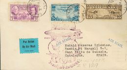 United States. COVERYv 342, Aéreos 8, 21. 1936. 3 Violet Ctvos, 15 Ctvos Brown And 25 Blue Ctvos. Hindenburg Zeppelin Fr - Altri & Non Classificati