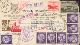 United States. COVERYv 581, Aéreos 35, 36. 1956. 3 Violet Ctvos, Seven Stamps, 6 Red Ctvos And 10 Black Ctvos. Airmail F - Other & Unclassified