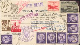 United States. COVERYv 581, Aéreos 35, 36. 1956. 3 Violet Ctvos, Seven Stamps, 6 Red Ctvos And 10 Black Ctvos. Airmail F - Andere & Zonder Classificatie