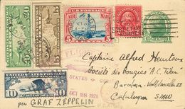 United States, Airmail. COVERYv 8, 9, 10, 11. 1928. 1 Green Ctvo On Postal Stationery Card Graf Zeppelin From NEW YORK T - Otros & Sin Clasificación