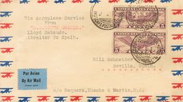 United States, Airmail. COVERYv 12(2). 1939. 5 Violet Ctvos, Two Stamps. RAHWAY To SEVILLA. Postmark CONTE GRANDE / PIRO - Autres & Non Classés