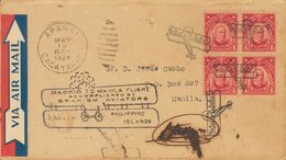 Philippines. COVERYv 205(4). 1926. 4 Ctvos Red, Block Of Four. Airmail From APARRI To MANILA. Postmark "Avión" And In Th - Philippinen