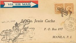 Philippines. COVERYv 207(2). 1926. 8 Ctvos Yellow Brown, Couple. Airmail From APARRI To MANILA. Postmark "Avión" And In  - Filippine