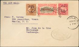 Philippines, Airmail. COVERYv 2, 4, Servicio 51. 1927. 4 Ctvos Red, 8 Ctvos Brown And 4 Ctvos Pink And Black Of Service. - Philipines